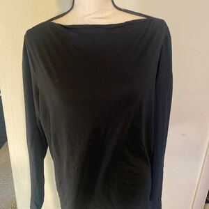 Mango Black Long Sleeve Top Women’s Size 2XL Boat Neck Soft Knit Shirt